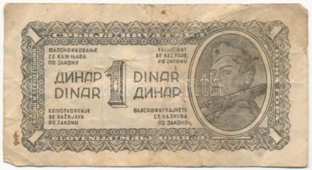 Jugoszlávia 1944. 1D T:III Yugoslavia 1944. 1 Dinar C:F Krause P#48