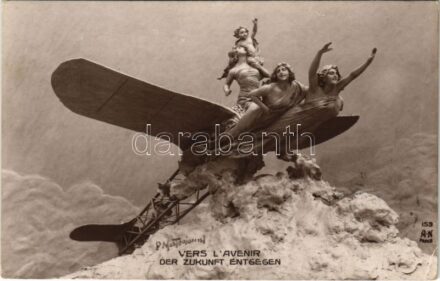 Mastroianni - 'Der Zukunft entgegen' / Erotic lady sculpture. A.N. Paris A. Noyer 1911. Allegorie No. 159. (EK)