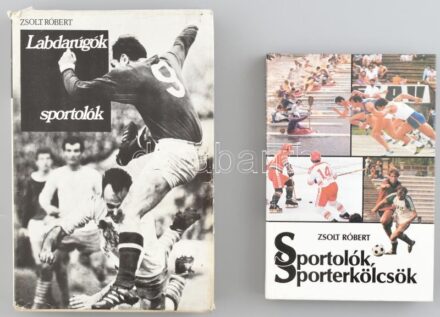 Zsolt Róbert: Labdarúgók, sportolók. Magyarország felfedezése. Bp., 1978., Szépirodalmi. Kiadói egészvászon-kötés, kiadói papír védőborító, kis szakadásokkal. + Zsolt Róbert: Sportolók, Sporterkölcs, Bp., 1983. Sport.