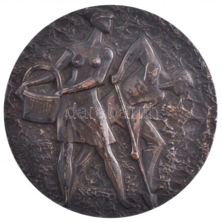 Vincze Dénes (1914-1972) DN Szocreál mezőgazdasági témájú plakett (78mm) T:1-,2