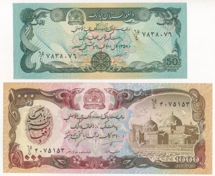 Afganisztán 1979. 50A + 1000A T:I,I- Afghanistan 1979. 50 Afghanis + 1000 Afghanis C:UNC,AU Krause P# 57, P# 61