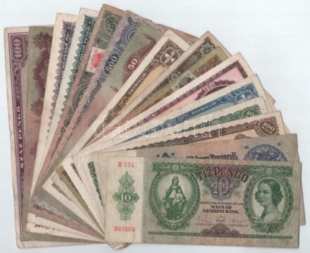 1930-1946. 10P-100.000.000MP (16xklf) közte 1945. 10.000P 'L175 061265' T:III szakadás, folt, anyaghiány