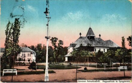 1917 Palics, Palic; Nagyszálloda és gyógyterem. Heumann Mór kiadása / hotel, spa (EK)