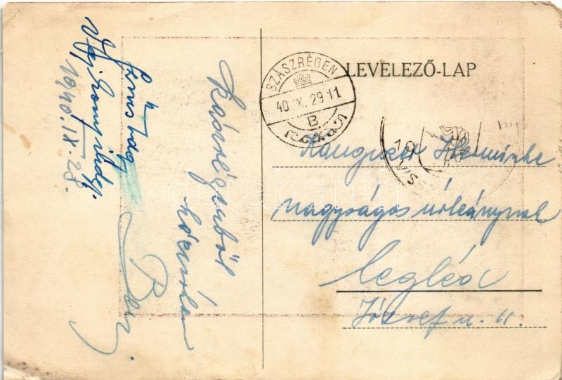 1940 Szászrégen, Reghin; bevonulás, horogkeresztes zászló / entry of the Hungarian troops, swastika flag (EM) - Image 2