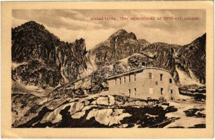 Tátra, Magas-Tátra, Vysoké Tatry; Téry menedékház az Öt-tó katlanában. Schmidt Nándor felvétele / chalet, tourist house (EK)