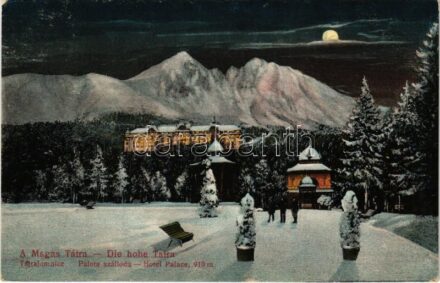 1915 Tátralomnic, Tatranská Lomnica (Tátra, Magas-Tátra, Vysoké Tatry); Palota szálloda este / Hotel Palace at night (EK)