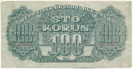 Csehszlovákia 1944. 100K T:III Czechoslovakia 1944. 100 Korun C:F Krause P#48