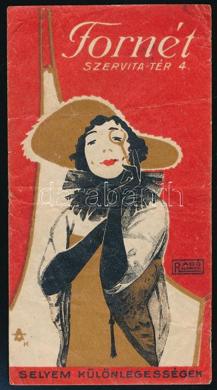 cca 1920-1930 Fornét selyem különlegességek számolócédula, hajtásnyomokkal