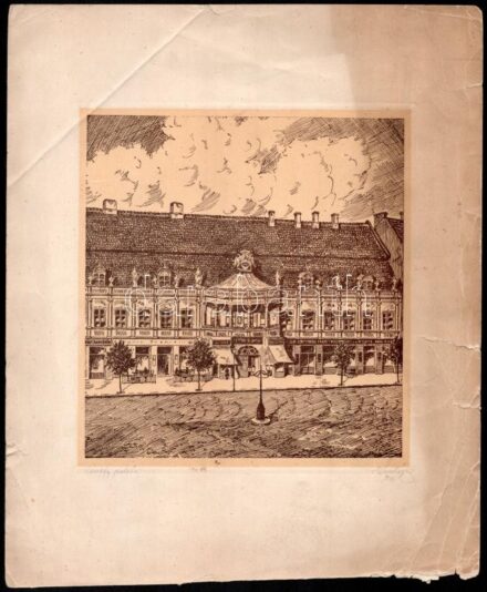 Olvashatatlan jelzéssel: Bánffy palota. (Kolozsvár) Litográfia, papír, keret nélkül, jelzett, sérült, foltos. 18x17cm