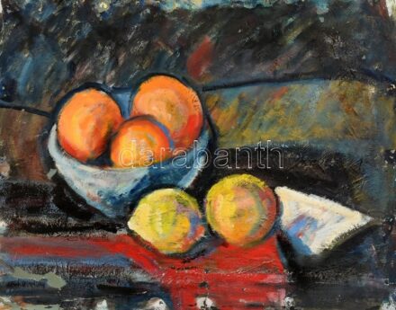 Jelzés nélkül: Színes csendélet. Olaj, papír. Sérült. 32x41,5 cm