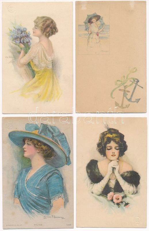 20 db régi művész képeslap vegyes minőségben, néhány szignós / 20 pre-1945 art postcards in mixed quality, some signed
