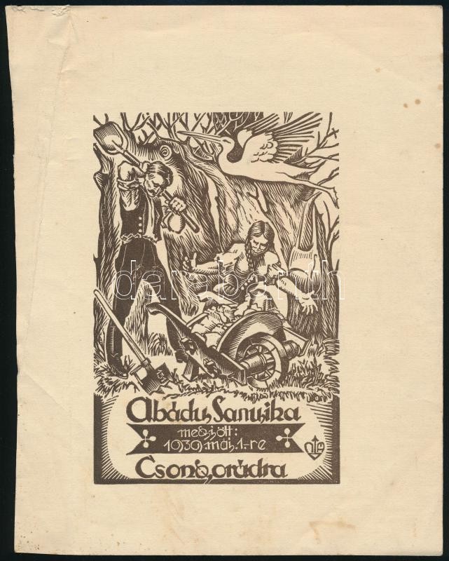 cca 1939-1942 'A magyar piaristák háromszáz éves (1642-1942) működésének emlékére' + születési értesítők, 3 db metszet, az egyiken ceruzás jelzéssel, vegyes állapotban, kisebb sérülések, foltok, hajtásnyom, 10,5x6 cm - 18x13 cm - Image 2
