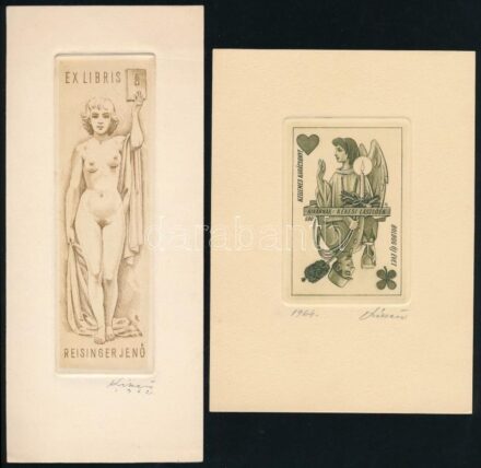 1962-1967 Kékesi László (1919-1993) 4 db ex libris-se, rézkarcok, papírok, jelzettek, közte 3 erotikussal, 13,5x4,5 cm és 8x5 cm