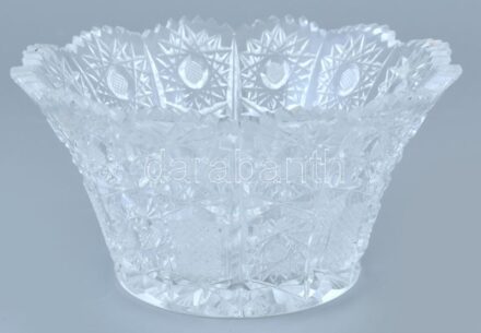 Dúsan csiszolt ólomkristály kínálótál, kopásnyomokkal, d:15cm