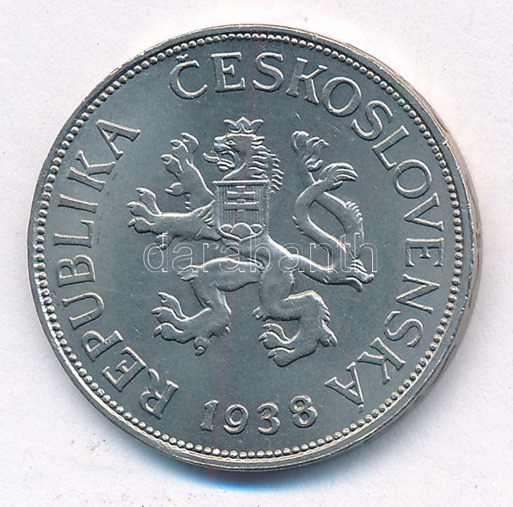 Csehszlovákia 1938. 5K Ni T:1-,2 Czechoslovakia 1938. 5 Korun Ni C:AU,XF Krause KM#11a - Image 2