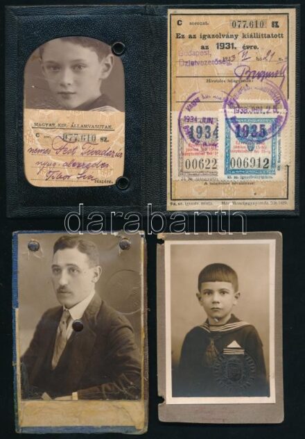 cca 1917-1931 3 db fényképes igazolvány (személyazonossági, BKVT, MÁV), BKVT hiányos