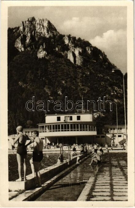 1955 Rajecfürdő, Rajecké Teplice; Kúpalisko / strand, fürdőzők, medence / spa, bathers, swimming pool