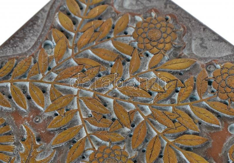 Göröntsér Greff Lajos (1888-1976): Virágos textil nyomúdúc. Iparművészetileg zsűrizett. Réz és fa. Jelzés nélkül. 13x14x7,5cm - Image 3