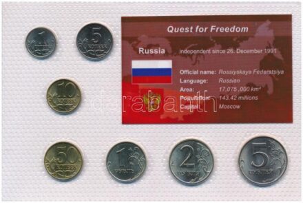 Oroszország 1998-2004. 1k-5R (7xklf) 'Quest for Freedom' sorozat, forgalmi összeállítás műanyag díszcsomagolásban T:1-,2 kis patina, karc Russia 1998-2004. 1 Kopek - 5 Rubles (7xdiff) 'Quest for Freedom' series, coin set in plastic case