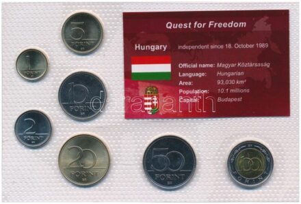Magyarország 1994-2006. 1Ft-100Ft (7xklf) 'Quest for Freedom' sorozat, forgalmi összeállítás műanyag díszcsomagolásban T:1-,2 karc Hungary 1994-2006. 1 Forint - 100 Forint (7xdiff) 'Quest for Freedom' series, coin set in plastic case