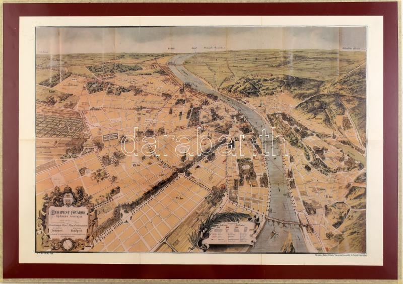 2 db Budapest facsimile térkép: Budapest főváros tájékozási tervrajza. Budapest Aigner féle térképe 66x46 cm 60x42 cm