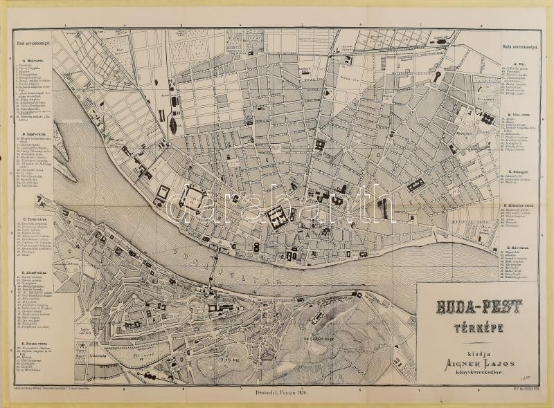 2 db Budapest facsimile térkép: Budapest főváros tájékozási tervrajza. Budapest Aigner féle térképe 66x46 cm 60x42 cm - Image 2