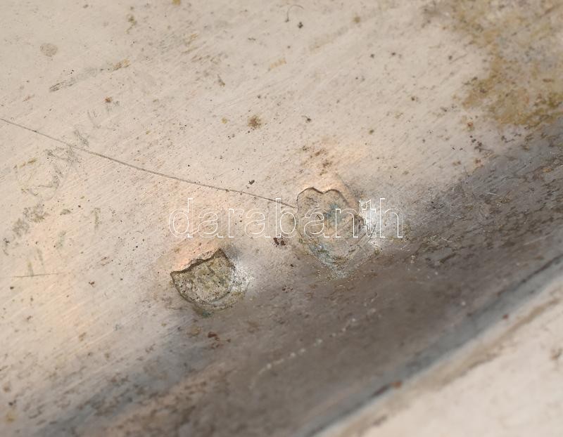 Ezüstözött alpakka tálca, jelzett, kopott, 49x28cm - Image 3