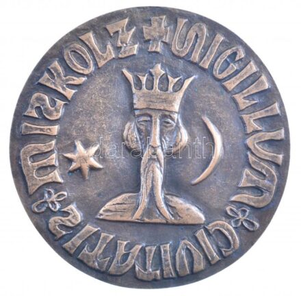 Varga Miklós (1928-) 1965. '600 éves Miskolc 1365-1965' Br emlékérem (91mm) T:1- patina