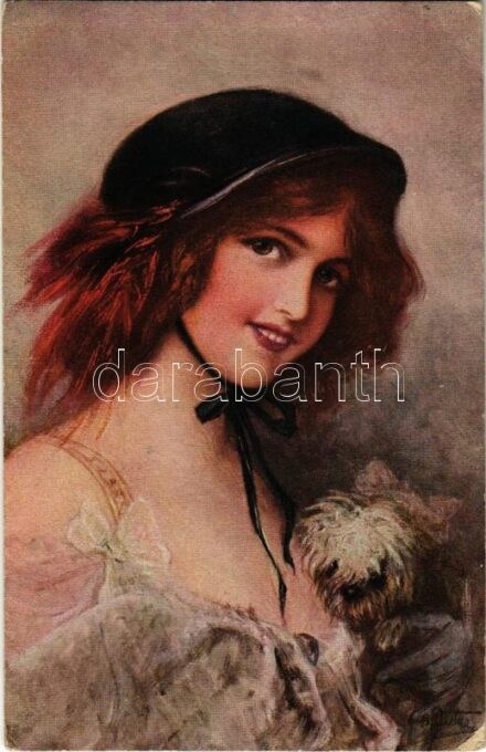 Treue Freunde / Lady art postcard s: Dietze (EK)