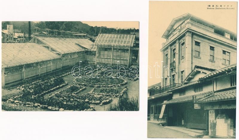 8 db RÉGI japán képeslap városokkal / 8 pre-1945 Japanese postcards with towns