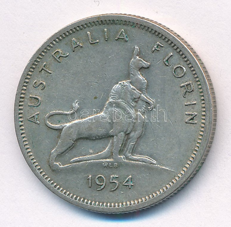 Ausztrália 1954. 1Fl Ag 'II. Erzsébet' T:2,2- patina Australia 1954. 1 Florin Ag 'Elisabeth II' C:XF,VF patina Krause KM#54 - Image 2
