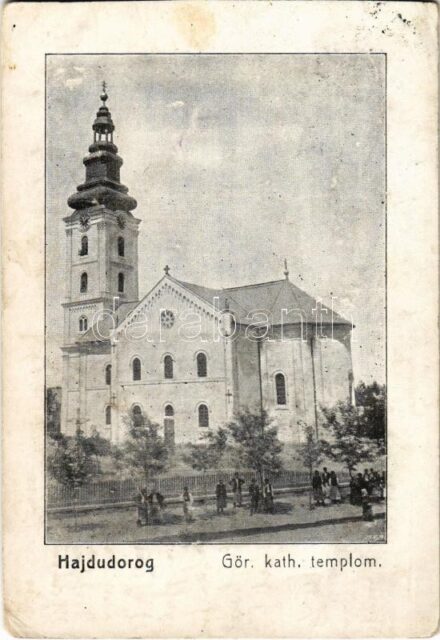 1918 Hajdúdorog, Görögkatolikus templom. Grünfeld kiadása (vágott / cut)
