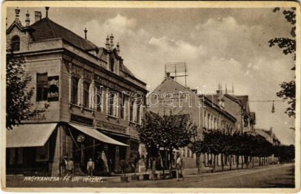 1933 Nagykanizsa, Fő út, Frankfurti Biztosító, Valics és Deutsch, Pollák József üzlete (kopott sarkak / worn corners)