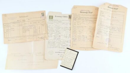 cca 1870-1910 Dr. Kuncz Jenő (1844-1926) ügyvéd, jogfilozófus, szociológus, közgazdász felesége, családjához, az Angerer és Fabricius családhoz tartozó anyakönyvi kivonatok. Szakadásokkal.