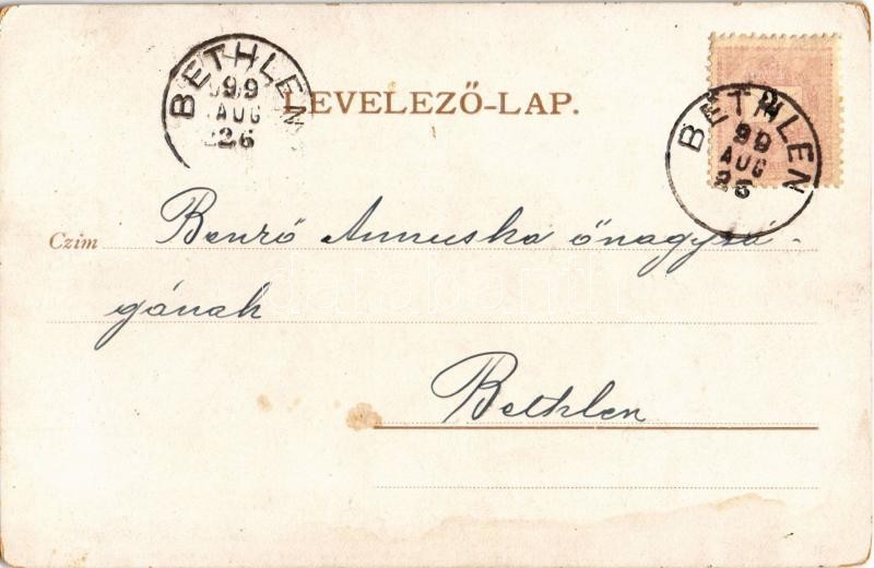 1899 (Vorläufer) Felednélek... Magyar folklór művészlap. Szénásy és Reimann No. 426. / Hungarian folklore art postcard (kopott sarkak / worn corners) - Image 2