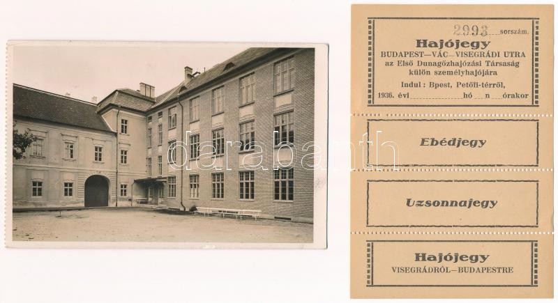 Vác - 3 db régi képeslap + 1 db 1936. évi Budapest-Vác-Visegrád hajójegy - Image 2
