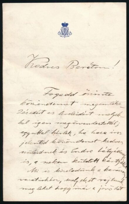 1889 Esterházy Miklós (1869-1920) autográf levele Strassburgi jogi tanulmányi helyszínéről ismeretlennek, benne üdvözletét küldve Széchenyi Miklósnak. 4 beírt oldal