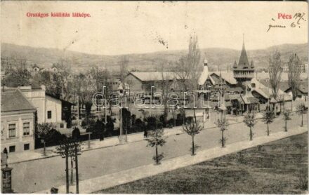 1907 Pécs, Országos Kiállítás látképe. Fischer Ferenc kiadása (r)