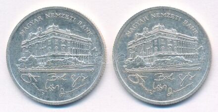 1992. 200Ft Ag 'MNB' (2x) T:1-,2 patina Adamo F13