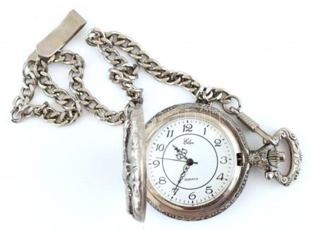 Modern fém tokos vadész témájű zsebóra kvarc zsebóra, lánccal d:45 mm