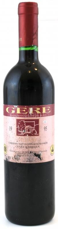1995 Gere, Villány, Cuvée Barrique (Cabernet Sauvignon, Kékfrankos). Bontatlan palack. 0,75l, 13%Vol
