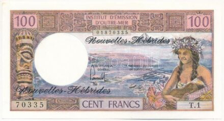 Új-Hebridák 1977. 100Fr 'T.1 01870335' T:I- New Hebrides 1977. 100 Francs 'T.1 01870335' C:AU Krause P#18d