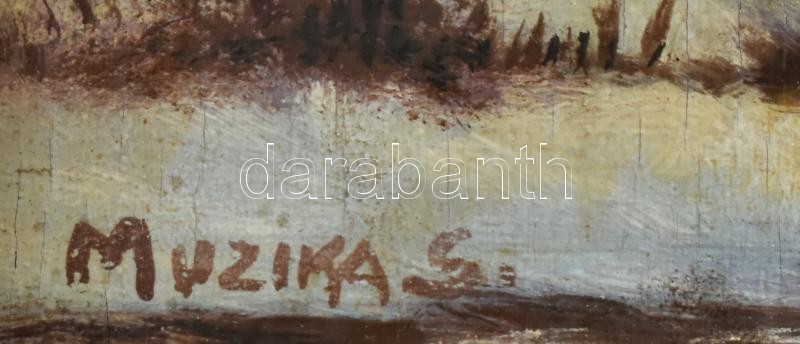 Muzika S. jelzéssel: Téli táj. Olaj, fa. Jelzett, keretben. 21x16 cm - Image 2