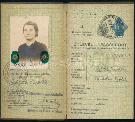 1937 Bp., Magyar Királyság által kiállított fényképes útlevél / Hungarian passport