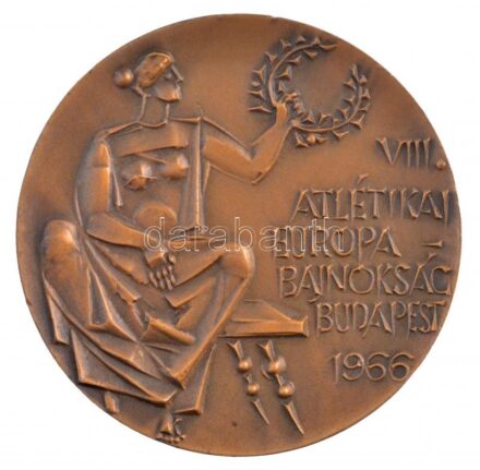 Kiss Nagy András (1930-1997) 1966. 'VIII. Atlétikai Európa Bajnokság Budapest' Br emlékérem (53mm) T:1-