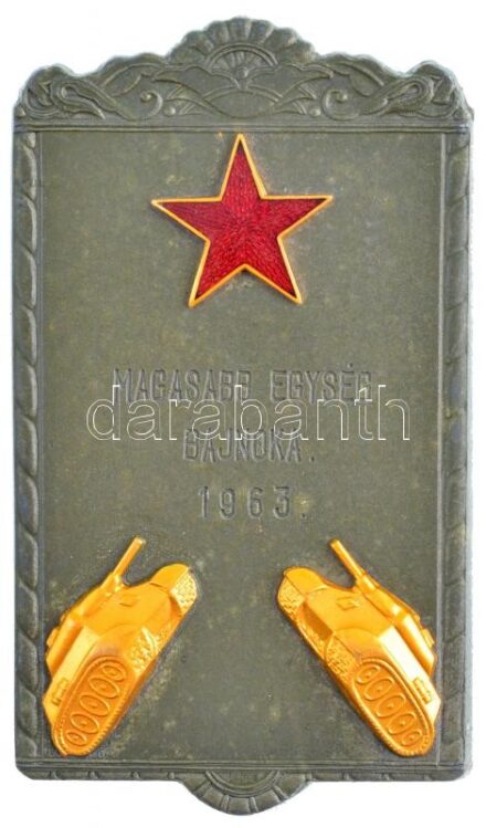1963. 'Magasabb egység bajnoka 1963' részben aranyozott, zománcozott fém díjplakett (88x51mm) T:1-