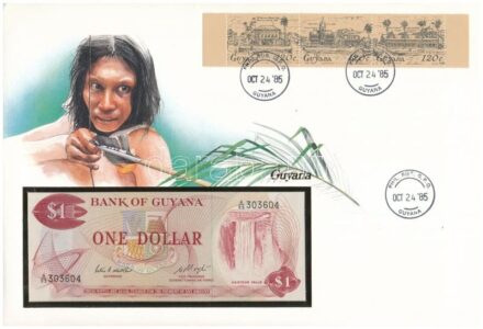Guyana 1983. 1$ felbélyegzett borítékban, bélyegzéssel T:1 Guyana 1983. 1 Dollar in envelope with stamp and cancellation C:UNC