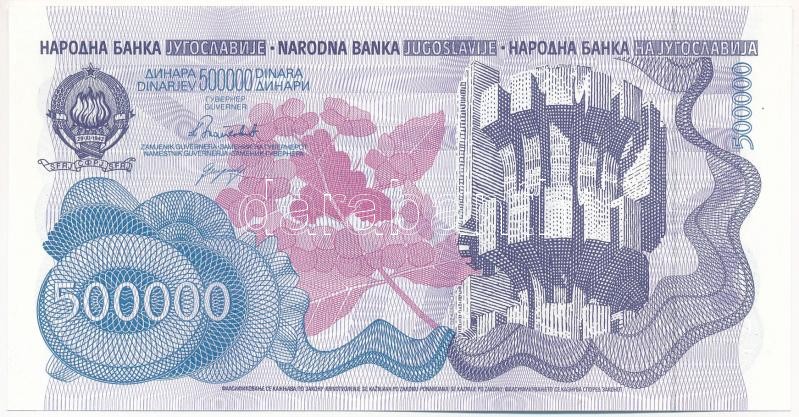 Jugoszlávia 1989. 500.000D 'AA 0025681' T:I Yugoslavia 1989. 500.000 Dinara 'AA 0025681' C:UNC Krause P#98