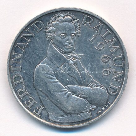 Ausztria 1966. 25Sch Ag '130 éve halt meg Ferdinand Raimund' T:2 Austria 1966. 25 Schilling Ag '130th Anniversary of the Death of Ferdinand Raimund' C:XF patina Krause KM#2899