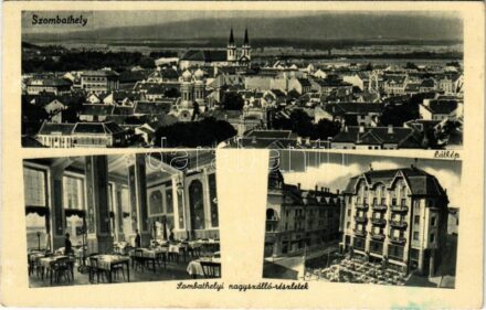 Szombathely, látkép zsinagógával, nagyszálló részletek (ragasztónyom / glue marks)